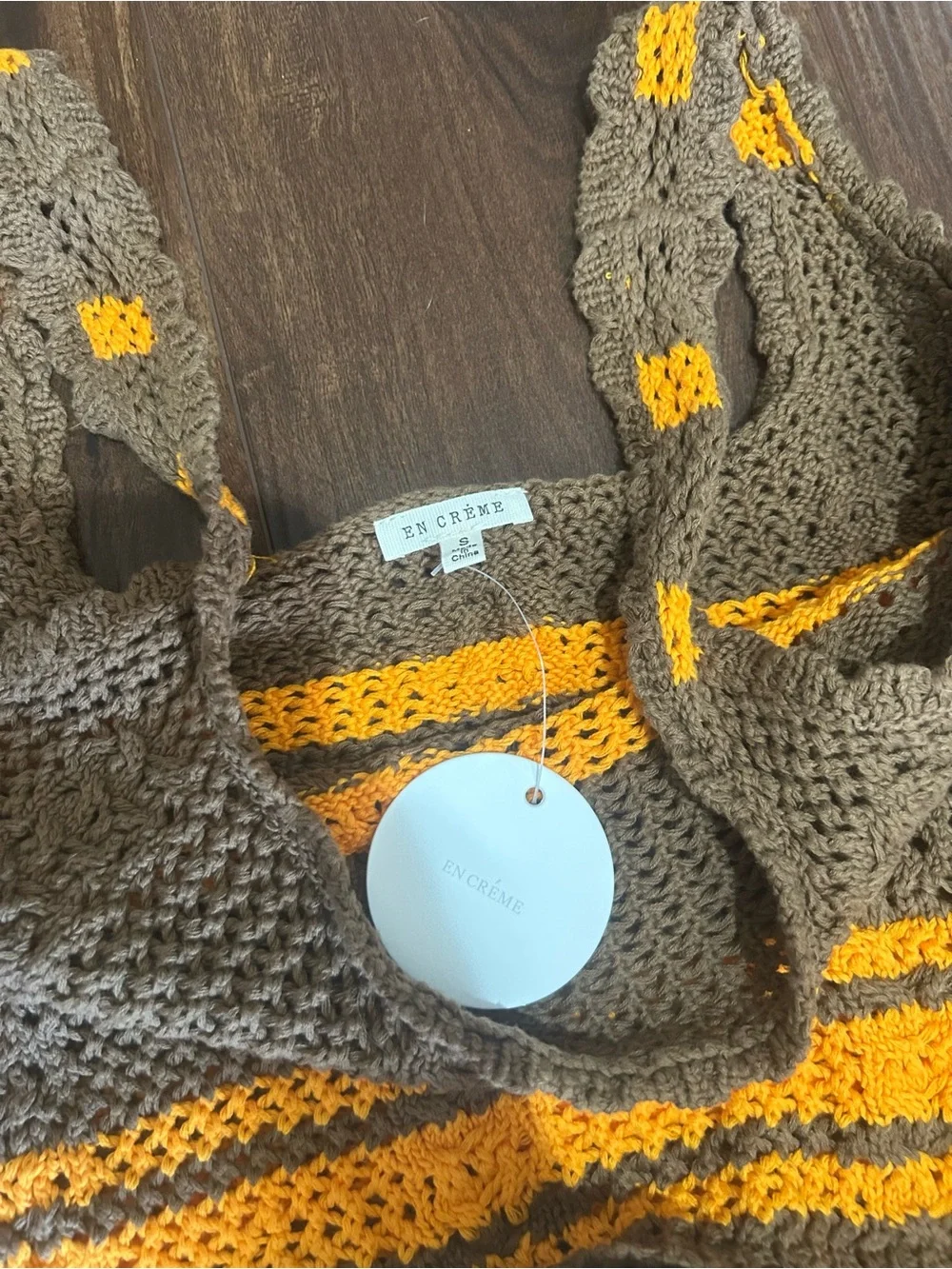En Creme Orange and Brown Crochet Skirt Set